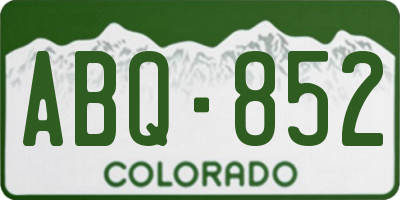 CO license plate ABQ852