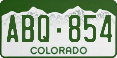 CO license plate ABQ854