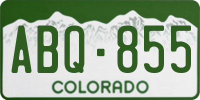 CO license plate ABQ855