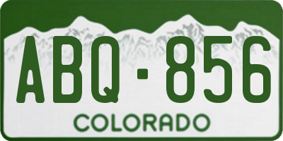 CO license plate ABQ856
