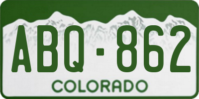 CO license plate ABQ862