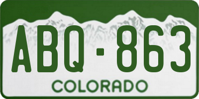 CO license plate ABQ863