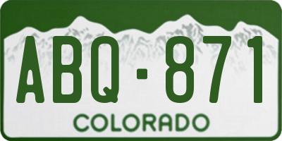 CO license plate ABQ871