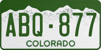 CO license plate ABQ877
