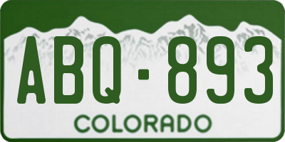 CO license plate ABQ893