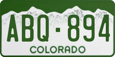 CO license plate ABQ894