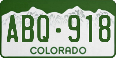 CO license plate ABQ918