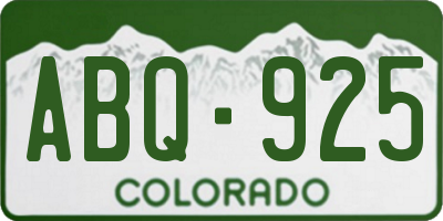 CO license plate ABQ925