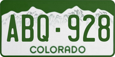 CO license plate ABQ928