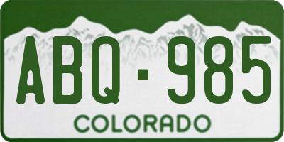 CO license plate ABQ985