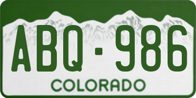 CO license plate ABQ986