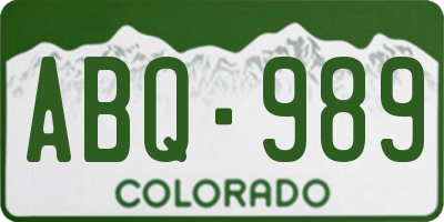 CO license plate ABQ989
