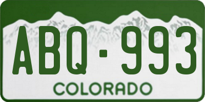 CO license plate ABQ993