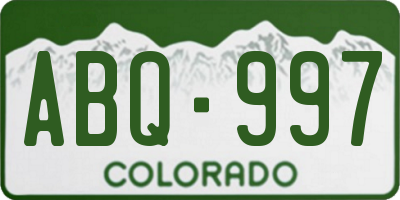 CO license plate ABQ997