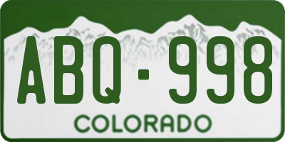 CO license plate ABQ998