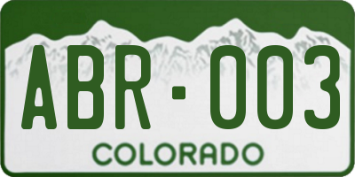 CO license plate ABR003