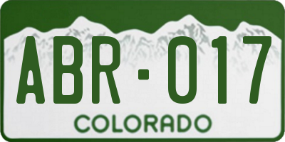 CO license plate ABR017