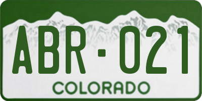 CO license plate ABR021