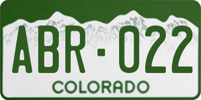 CO license plate ABR022
