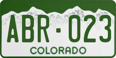 CO license plate ABR023