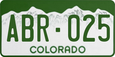 CO license plate ABR025