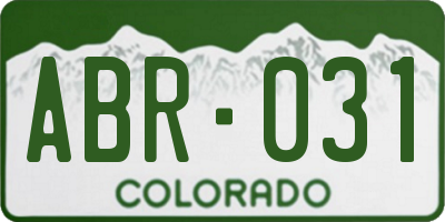 CO license plate ABR031