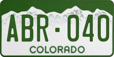 CO license plate ABR040