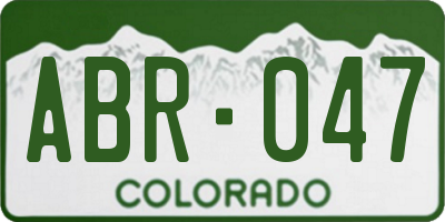 CO license plate ABR047