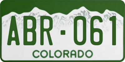 CO license plate ABR061
