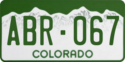 CO license plate ABR067