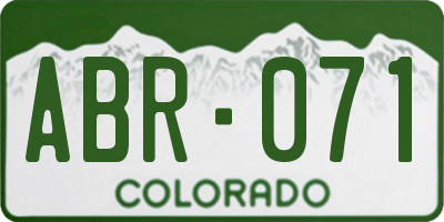 CO license plate ABR071