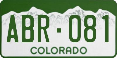 CO license plate ABR081