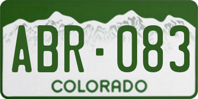CO license plate ABR083