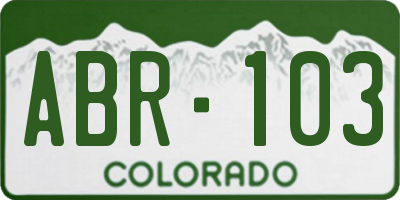 CO license plate ABR103
