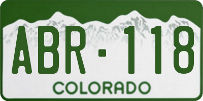 CO license plate ABR118