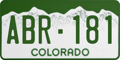 CO license plate ABR181
