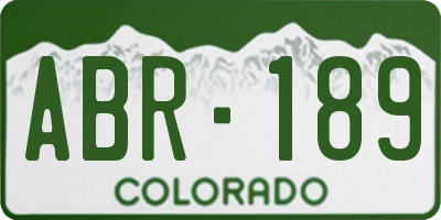 CO license plate ABR189
