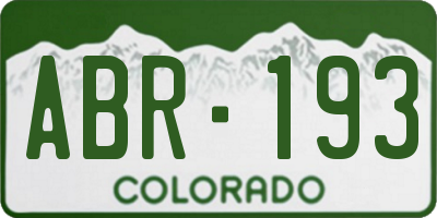 CO license plate ABR193