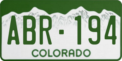 CO license plate ABR194