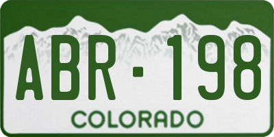 CO license plate ABR198