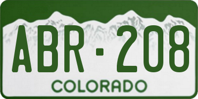 CO license plate ABR208