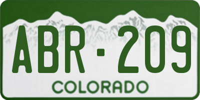 CO license plate ABR209