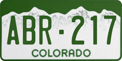 CO license plate ABR217