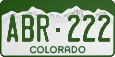 CO license plate ABR222
