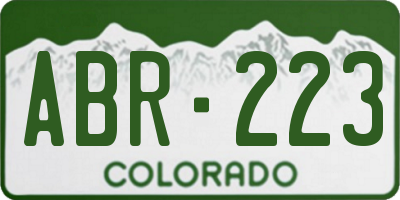 CO license plate ABR223
