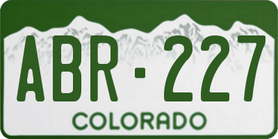 CO license plate ABR227