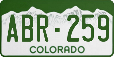 CO license plate ABR259