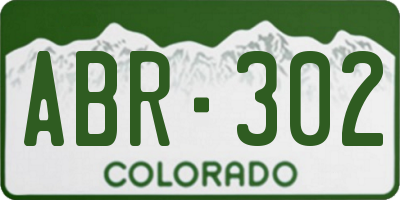 CO license plate ABR302