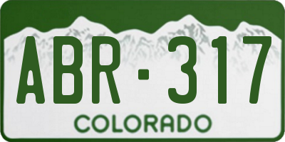 CO license plate ABR317