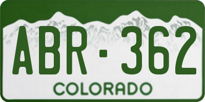 CO license plate ABR362